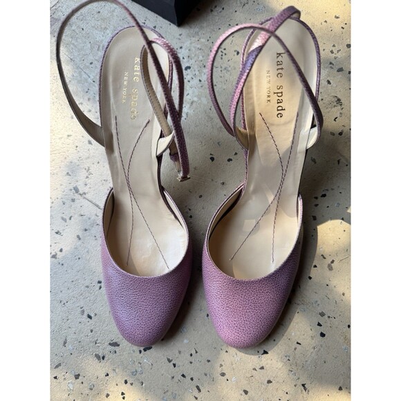 KATE SPADE Pink Dots Leather Slingback Heels Pumps SZ 10 B - Picture 1 of 12